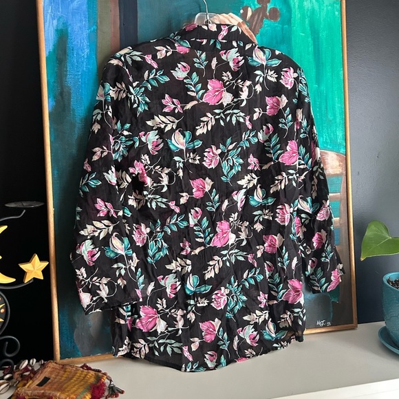 Goa Floral Black Blouse XL - Picture 8 of 16